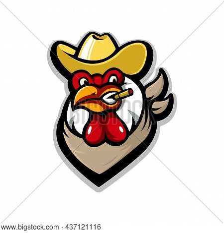 Rooster Wearing A Cowboy Hat While Smoking