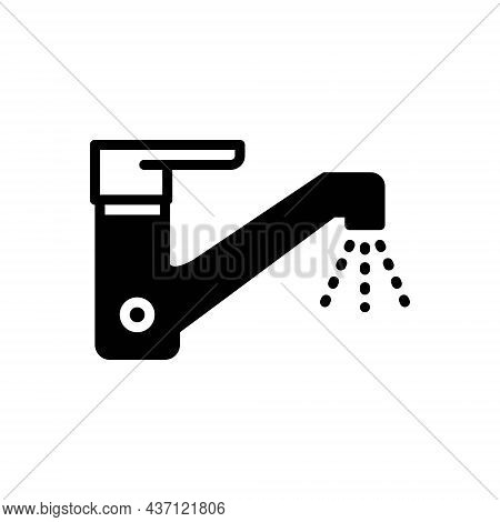 Black Solid Icon For Tap Pour Drip Spigot Droplet Regurgitate Flow Pour-out Faucet Water