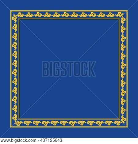 Chinese frame traditional clouds pattern yellow square