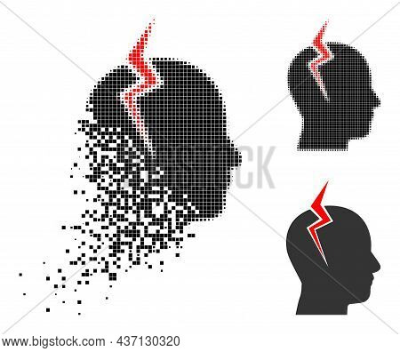 Burst Dotted Migrain Strike Icon With Halftone Version. Vector Destruction Effect For Migrain Strike