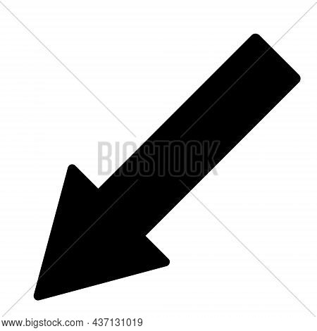 Left Down Arrow Icon With Flat Style. Isolated Raster Left Down Arrow Icon Image On A White Backgrou