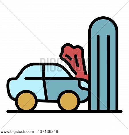 Wall Car Accident Icon. Outline Wall Car Accident Vector Icon Color Flat Isolated