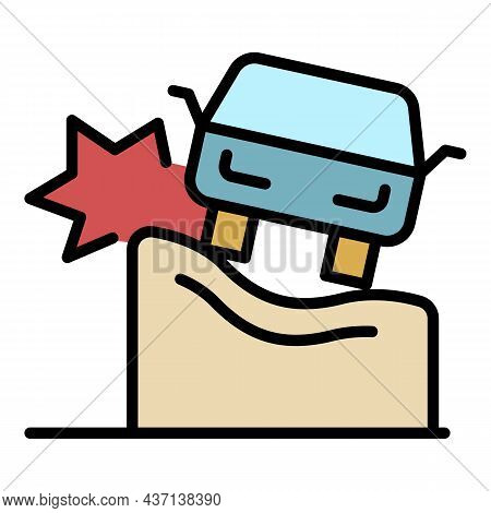Wall Car Accident Icon. Outline Wall Car Accident Vector Icon Color Flat Isolated