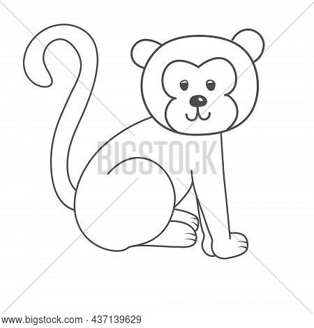 Contour Silhouette Of A Cute Dog Or Lion Cub. A Beautiful Cute Lion Cub Or Dog Is Sitting On Its Hin