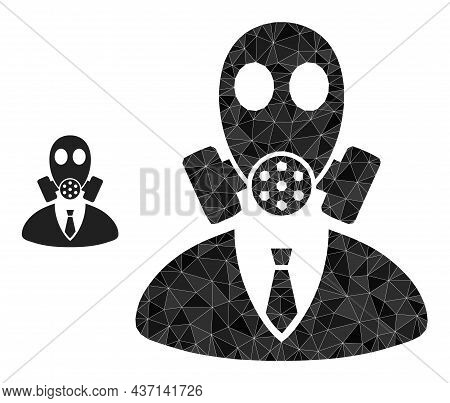 Low-poly Gasmask Boss Icon On A White Background. Flat Geometric Polygonal Illustration Based On Gas