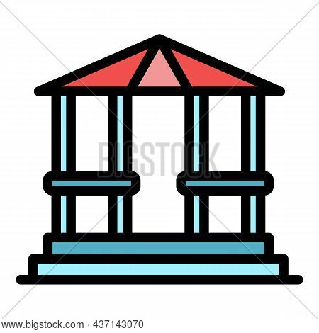 Arbor Gazebo Icon. Outline Arbor Gazebo Vector Icon Color Flat Isolated
