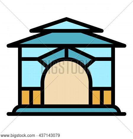 Pavilion Gazebo Icon. Outline Pavilion Gazebo Vector Icon Color Flat Isolated