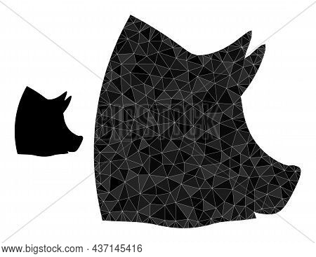Low-poly Pork Head Icon On A White Background. Flat Geometric Mesh Illustration Based On Pork Head I
