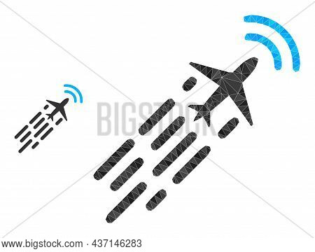 Low-poly Supersonic Airplane Flight Icon On A White Background. Flat Geometric Polygonal Illustratio