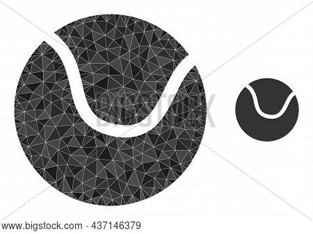 Lowpoly Tennis Ball Icon On A White Background. Flat Geometric Polygonal Illustration Based On Tenni