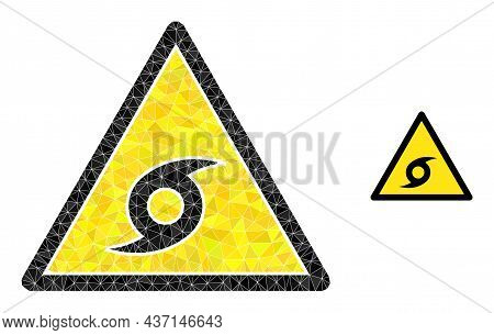 Lowpoly Typhoon Danger Icon On A White Background. Flat Geometric Polygonal Abstraction Based On Typ