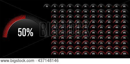 Circle Set Of Loading Bars - Set Of Percentage Diagrams - Circle Arc Percentage Diagrams From 0 To 1
