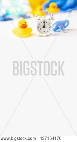 Baby Bathing Accessories On A White Background. Selective Focus.
