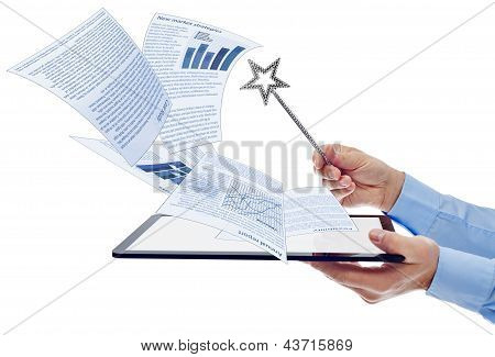 Businessman Managing Electronic Documents