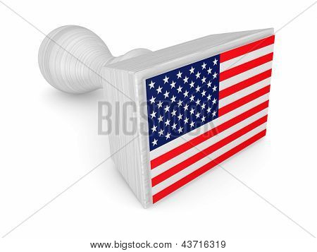 Stempel drewniany z amerykańską flagę.