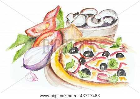 Pizza Margarita izolované