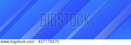 Abstract Blue-blue Background With Lines. Technology Panoramic Web Template - Vector Illustration