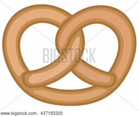 Pretzel - Baking Product - Vector Color Illustration For Logo Or Badge. Brezel Is A Snack Made From 