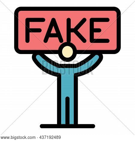 Fake News Board Icon. Outline Fake News Board Vector Icon Color Flat Isolated