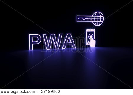 Pwa Neon Concept Self Illumination Background 3d Illustration