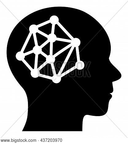 Human Barin Network Icon With Flat Style. Isolated Raster Human Barin Network Icon Illustrations, Si
