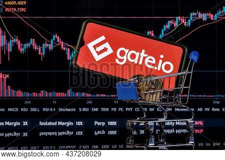 Kazan, Russia - Oct 24, 2021: Gate.io Is A Cryptocurrency Exchange. A Smartphone With The Gate.io Lo