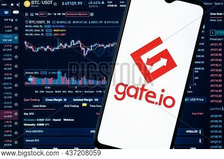 Kazan, Russia - Oct 24, 2021: Gate.io Is A Cryptocurrency Exchange. A Smartphone With The Gate.io Lo