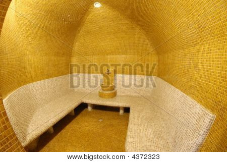 Mozaika žlutá Sauna v teplém světle