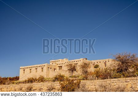 Stone Building On Hillside In Carlsbad Caverns National Park Provides Space For Housing And Business