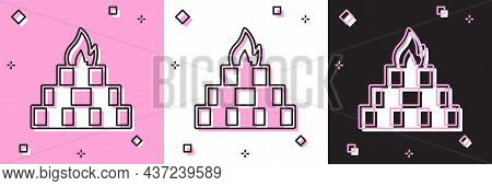Set Yagna Icon Isolated On Pink And White, Black Background. Vector