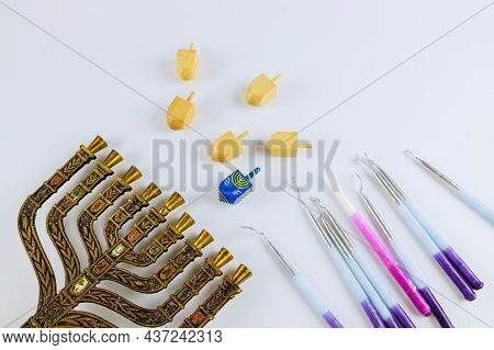 Religion Of Jewish Holiday Hanukkah With Menorah Traditional Chanukiah For Hanukkah Candelabra And C