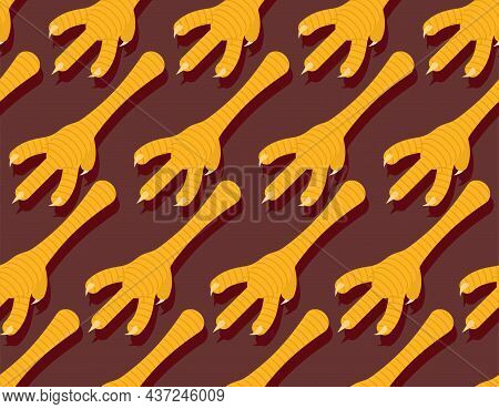 Chicken Feet Pattern Seamless. Ingredient For Making Potion Background. Witch Accessory Texture