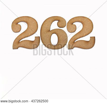 Number 262 In Wood, Isolated On White Background