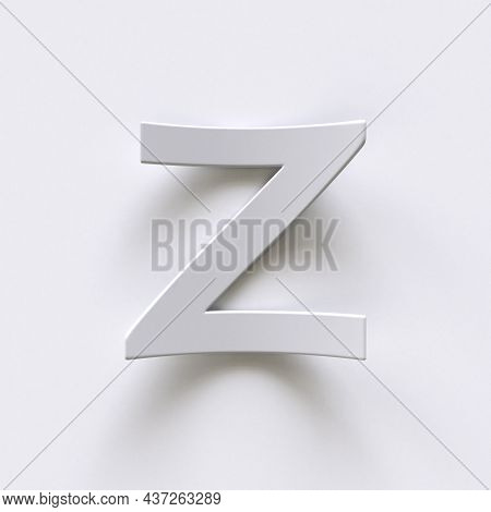 Bent Paper Font With Long Shadows  Letter Z 3d Render Illustration Isolated On Gray Background