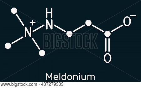 Meldonium Molecule. Cardioprotective Drug Used For Treatment Of Heart Failure, Myocardial Infarction