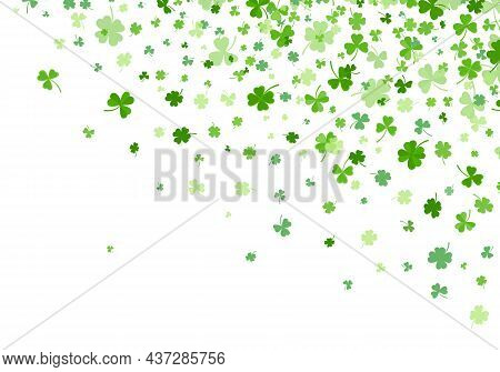 Shamrock Or Green Clover Leaves Pattern Background Flat Design Vector Illustration Isolated On White