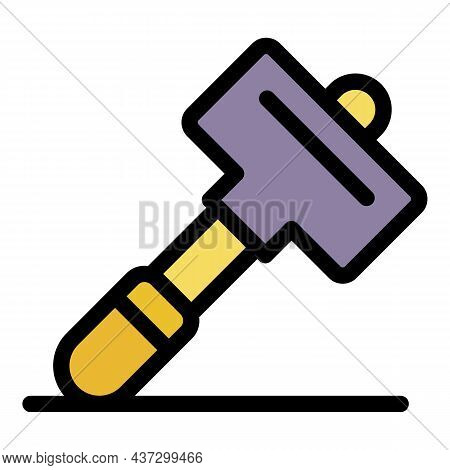 Tiler Hammer Icon. Outline Tiler Hammer Vector Icon Color Flat Isolated