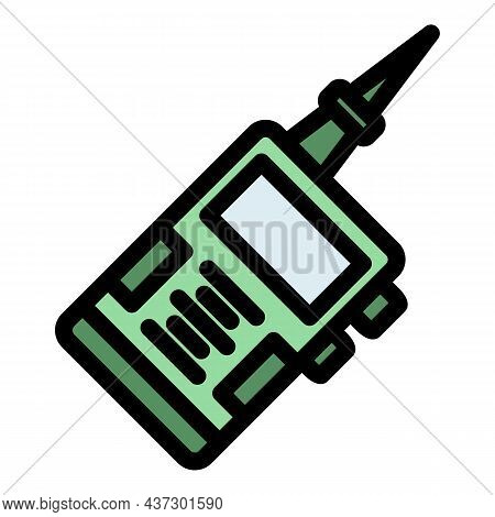 Walkie Talkie Transmitter Icon. Outline Walkie Talkie Transmitter Vector Icon Color Flat Isolated