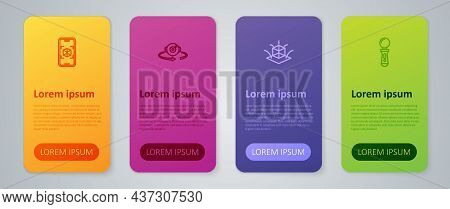 Set Line 3d Modeling, Vr Controller Game, And 360 Degree View. Business Infographic Template. Vector