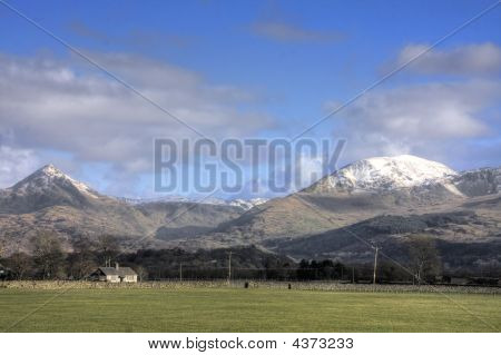 Vinter vy till Snowdonia