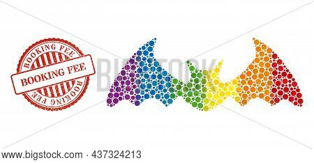 Bat Mouse Collage Icon Of Circle Elements In Various Sizes And Rainbow Colored Color Tints. Red Roun