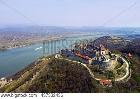 Visegrad, Hungary - castle on the hill above the Danube river bend.