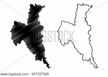 North 24 Parganas District (west Bengal State, Republic Of India) Map Vector Illustration, Scribble 
