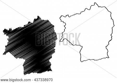 North Sikkim District (sikkim State, Republic Of India) Map Vector Illustration, Scribble Sketch Nor