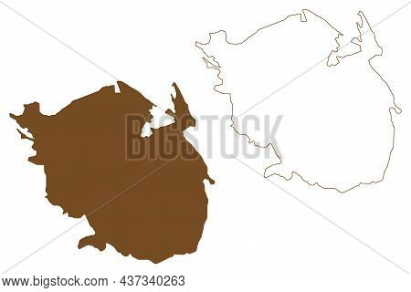Funen Island (kingdom Of Denmark) Map Vector Illustration, Scribble Sketch Fyn Map