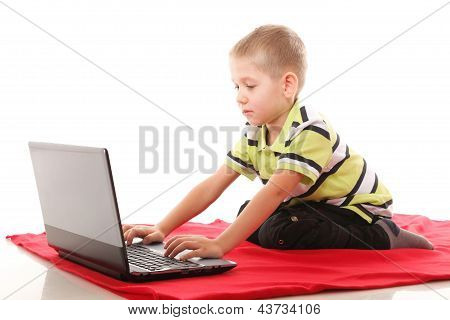 Computer Addiction bambino con Laptop Notebook