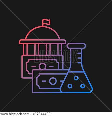 Government Funding Of Research Gradient Vector Icon For Dark Theme. Government Grant. Investment In 