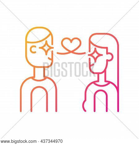 Love At First Sight Gradient Linear Vector Icon. Instantly Infatuated By Each Other. Mutual Romantic