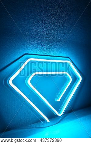 Blue Neon Sign Crystal. Trendy Style. Neon Sign. Custom Neon. Home Decor.