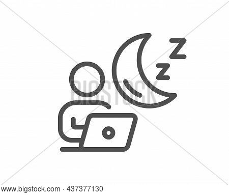 Night Shift Line Icon. Online Insomnia Sign. Dream Office Symbol. Quality Design Element. Linear Sty